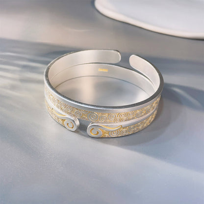 Chinese Tightening Curse Auspicious Cloud Sterling Silver Bracelet - jewelry - weilin.com