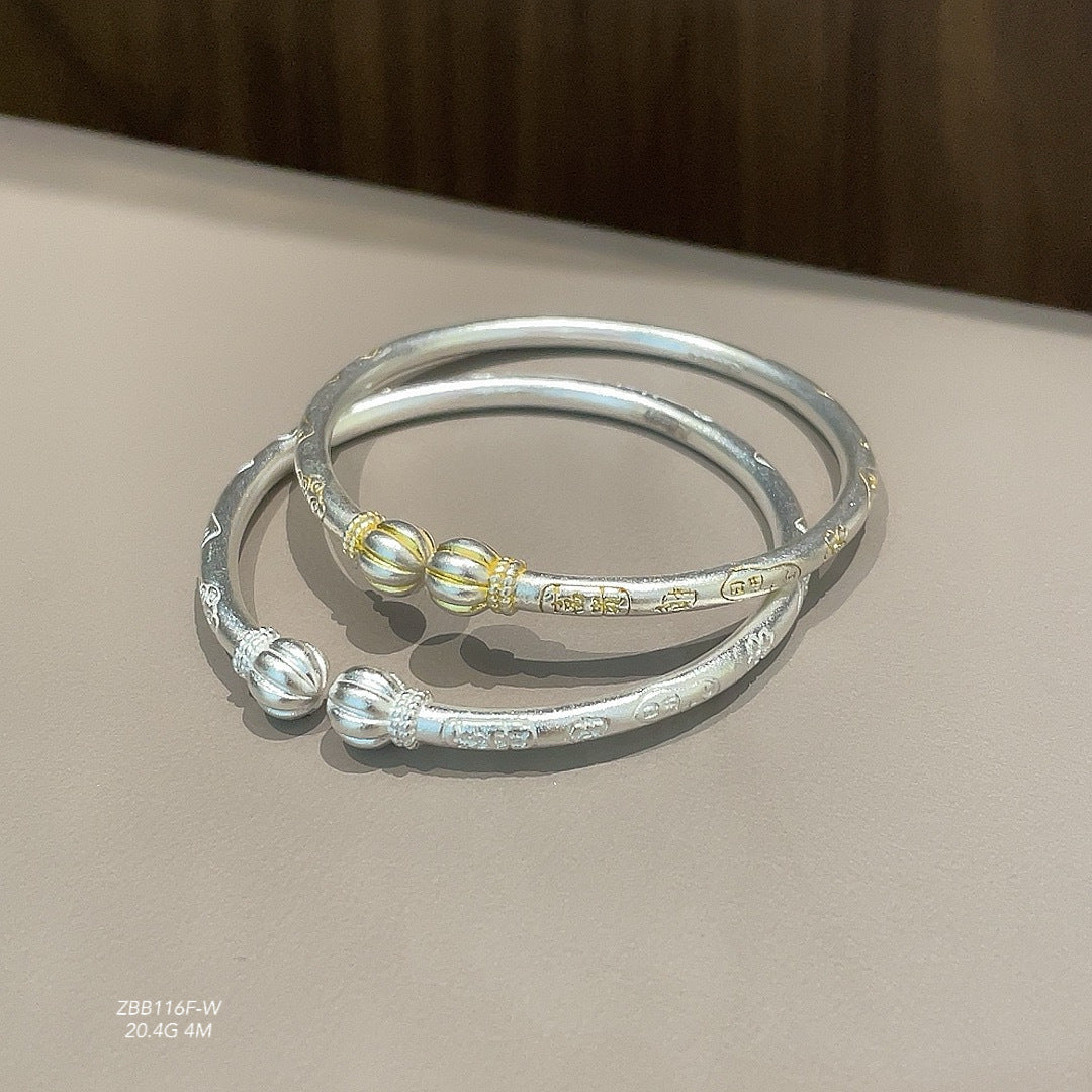 Chinese traditional pumpkin sterling silver bracelet - jewelry - weilin.com