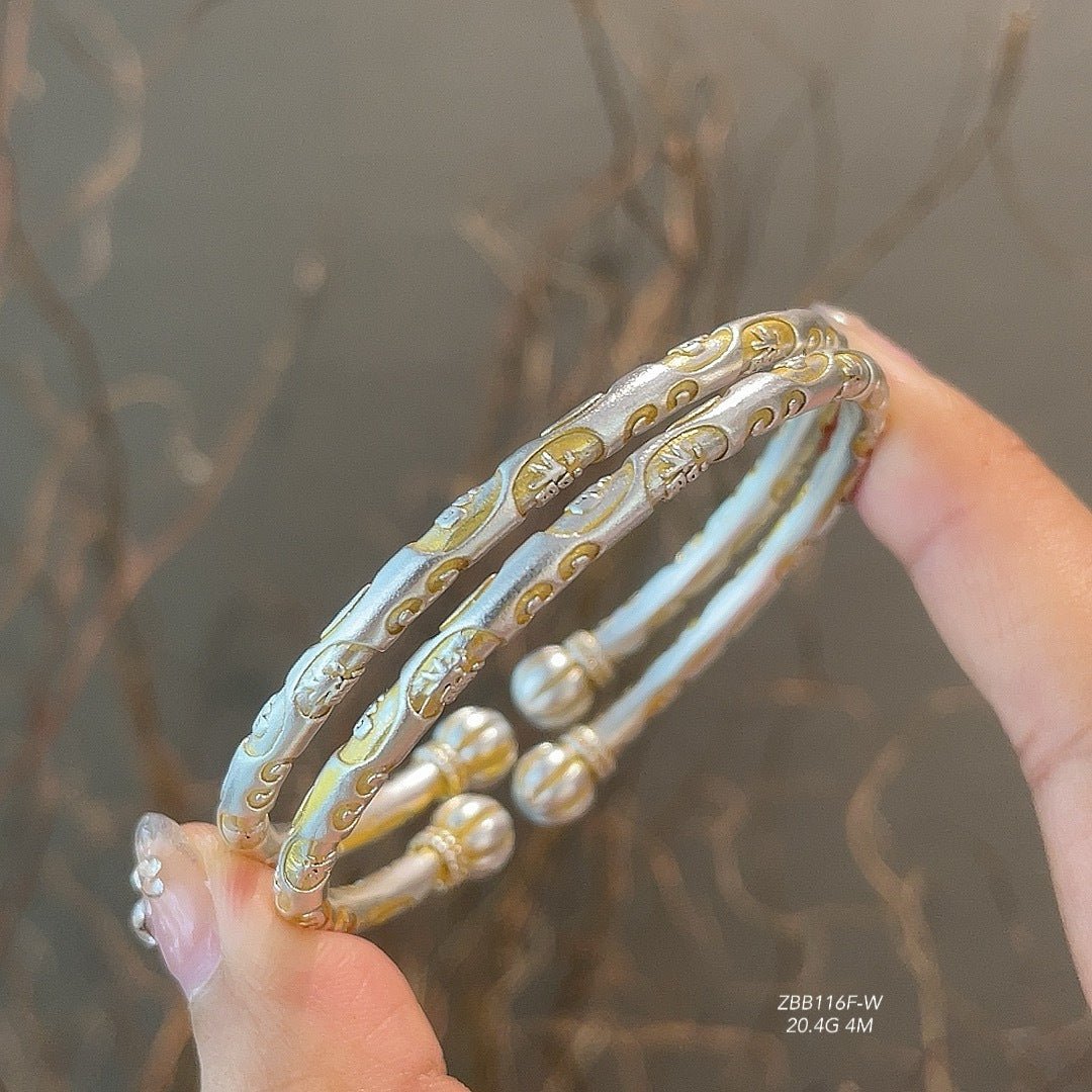 Chinese traditional pumpkin sterling silver bracelet - jewelry - weilin.com