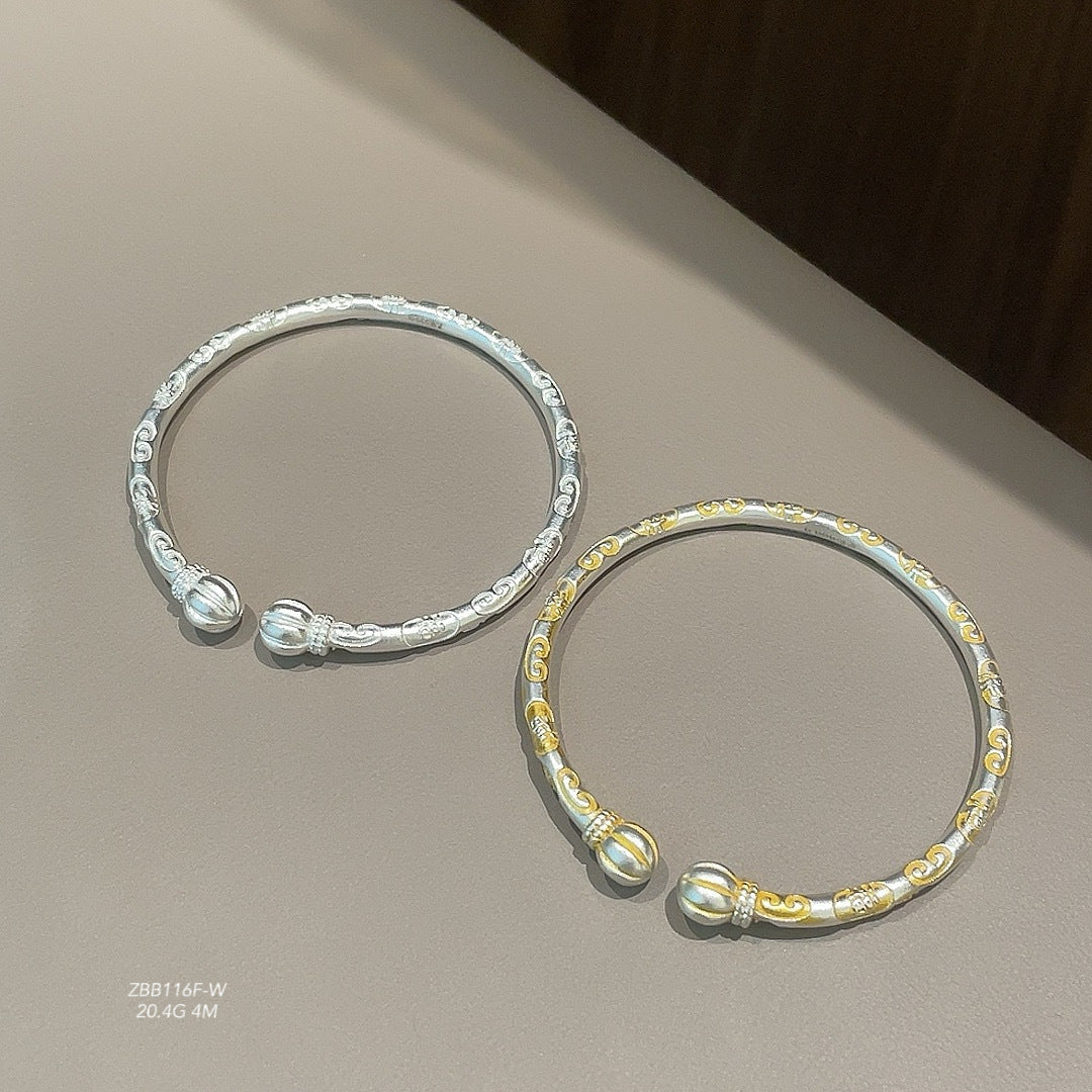 Chinese traditional pumpkin sterling silver bracelet - jewelry - weilin.com