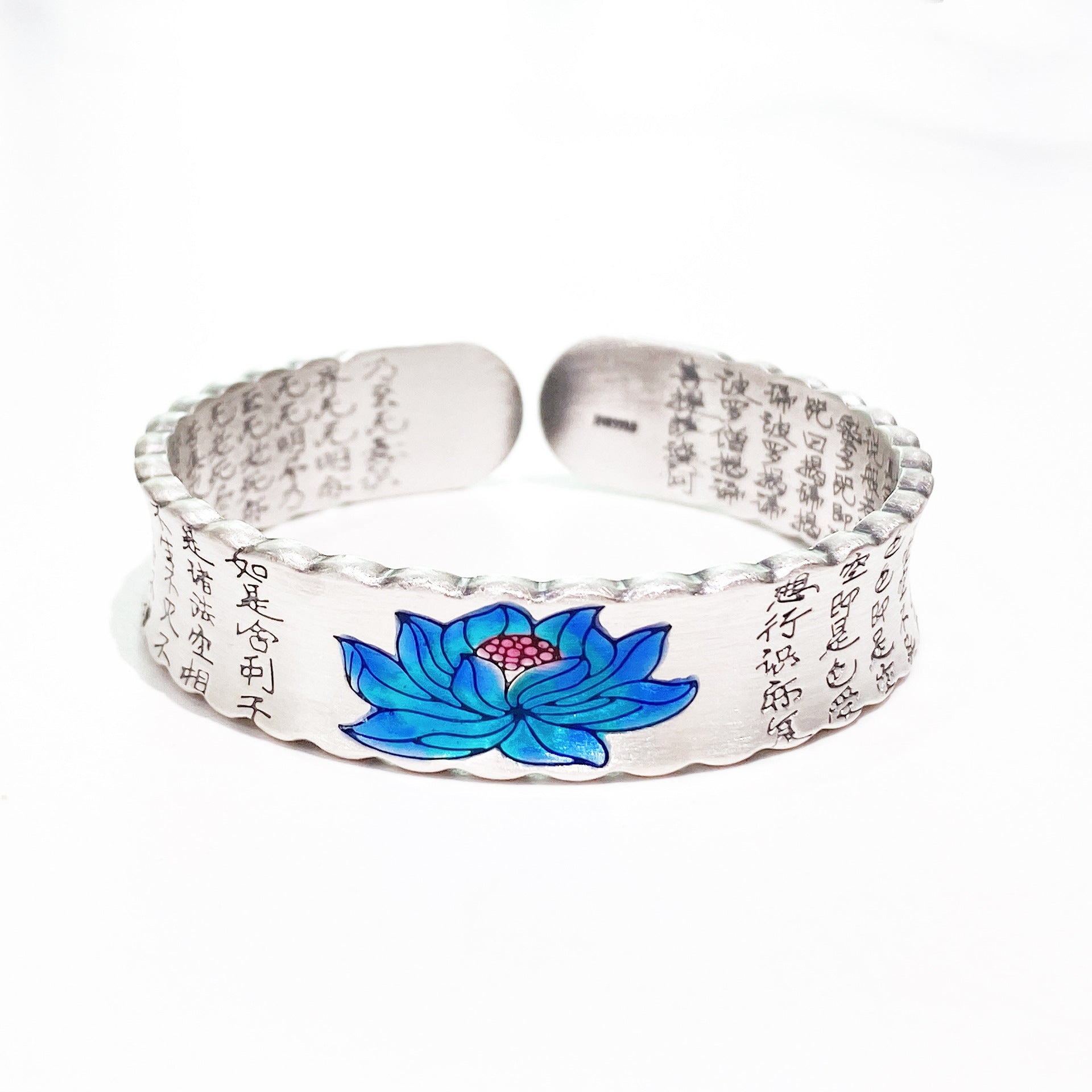 Chinese Vintage Lotus Sterling Silver Bracelet - jewelry - weilin.com