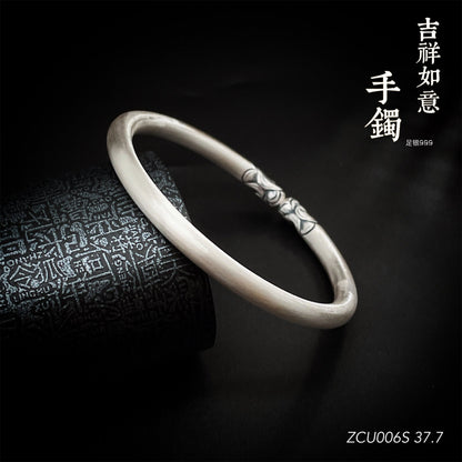 Chinese Vintage Round Stick Sterling Silver Bracelet - jewelry - weilin.com