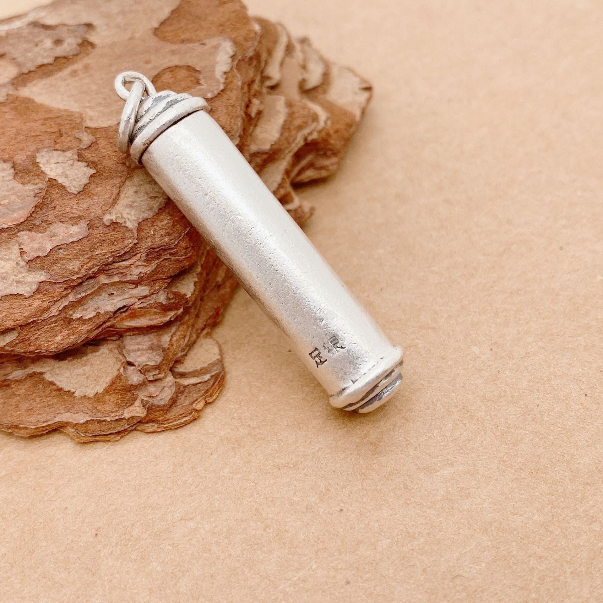 Chinese Vintage Tibetan Cylindrical Sterling Silver Pendant - jewelry - weilin.com