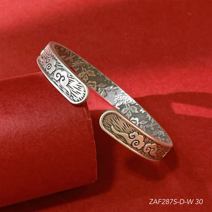 Chinese wide pattern sterling silver bracelet - jewelry - weilin.com