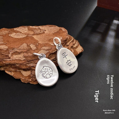 Chinese Zodiac Peace Symbol Silver Pendant - jewelry - weilin.com