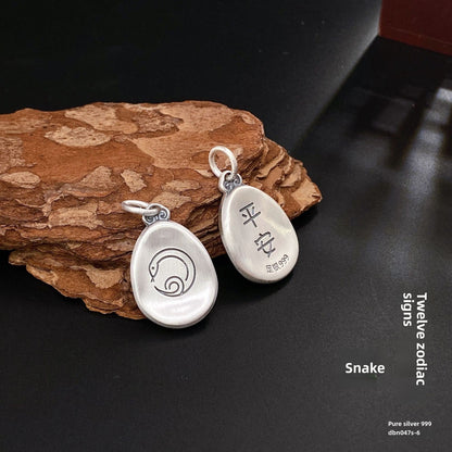 Chinese Zodiac Peace Symbol Silver Pendant - jewelry - weilin.com