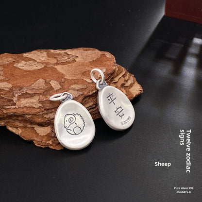 Chinese Zodiac Peace Symbol Silver Pendant - jewelry - weilin.com