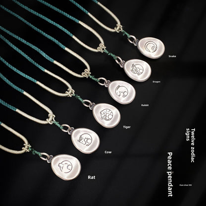 Chinese Zodiac Peace Symbol Silver Pendant - jewelry - weilin.com