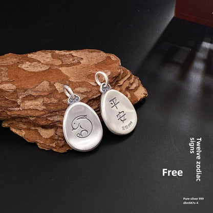 Chinese Zodiac Peace Symbol Silver Pendant - jewelry - weilin.com