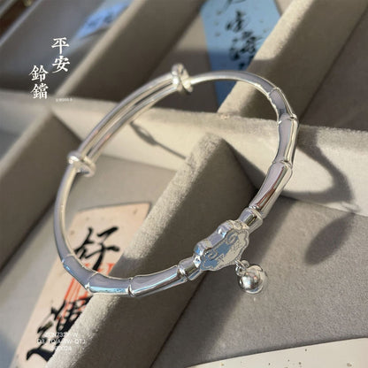 chinoiserie bamboo Peace Sterling Silver Bracelet - jewelry - weilin.com