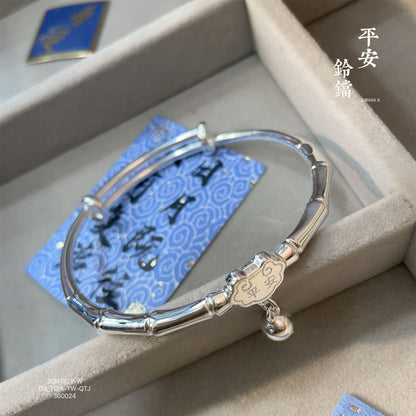 chinoiserie bamboo Peace Sterling Silver Bracelet - jewelry - weilin.com