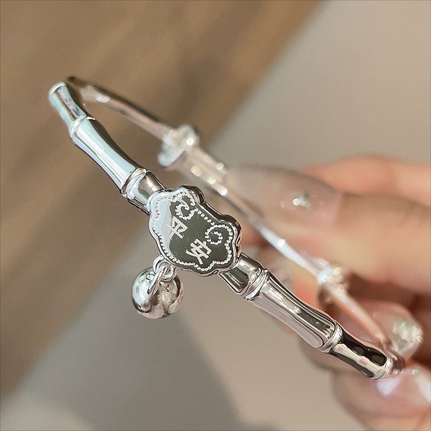 chinoiserie bamboo Peace Sterling Silver Bracelet - jewelry - weilin.com