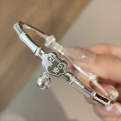 chinoiserie bamboo Peace Sterling Silver Bracelet - jewelry - weilin.com