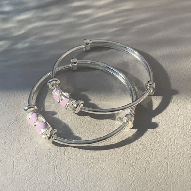 chinoiserie Bow Round Sterling Silver Children's Bracelet - jewelry - weilin.com
