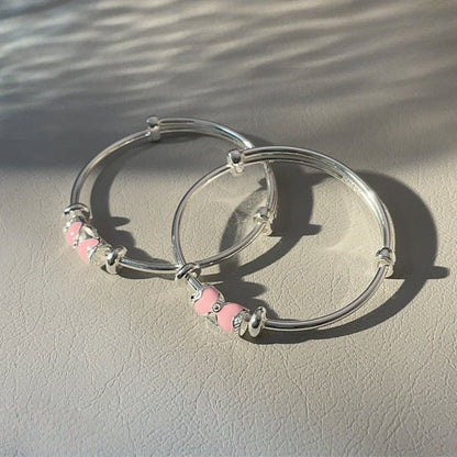 chinoiserie Bow Round Sterling Silver Children's Bracelet - jewelry - weilin.com