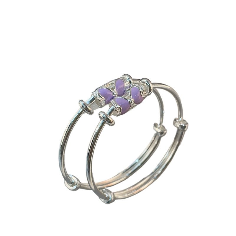 chinoiserie Bow Round Sterling Silver Children's Bracelet - jewelry - weilin.com