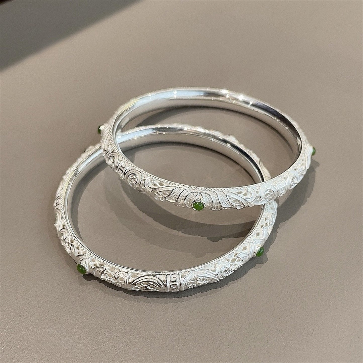 chinoiserie hollow pattern sterling silver bracelet - jewelry - weilin.com