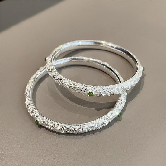 chinoiserie hollow pattern sterling silver bracelet - jewelry - weilin.com