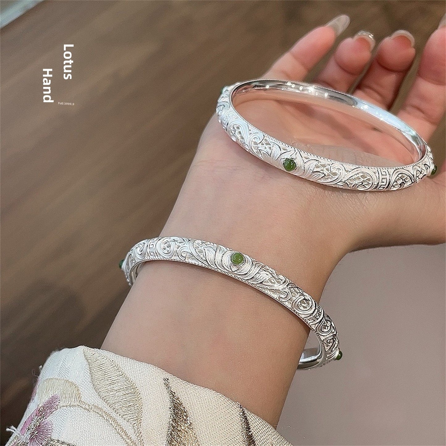 chinoiserie hollow pattern sterling silver bracelet - jewelry - weilin.com