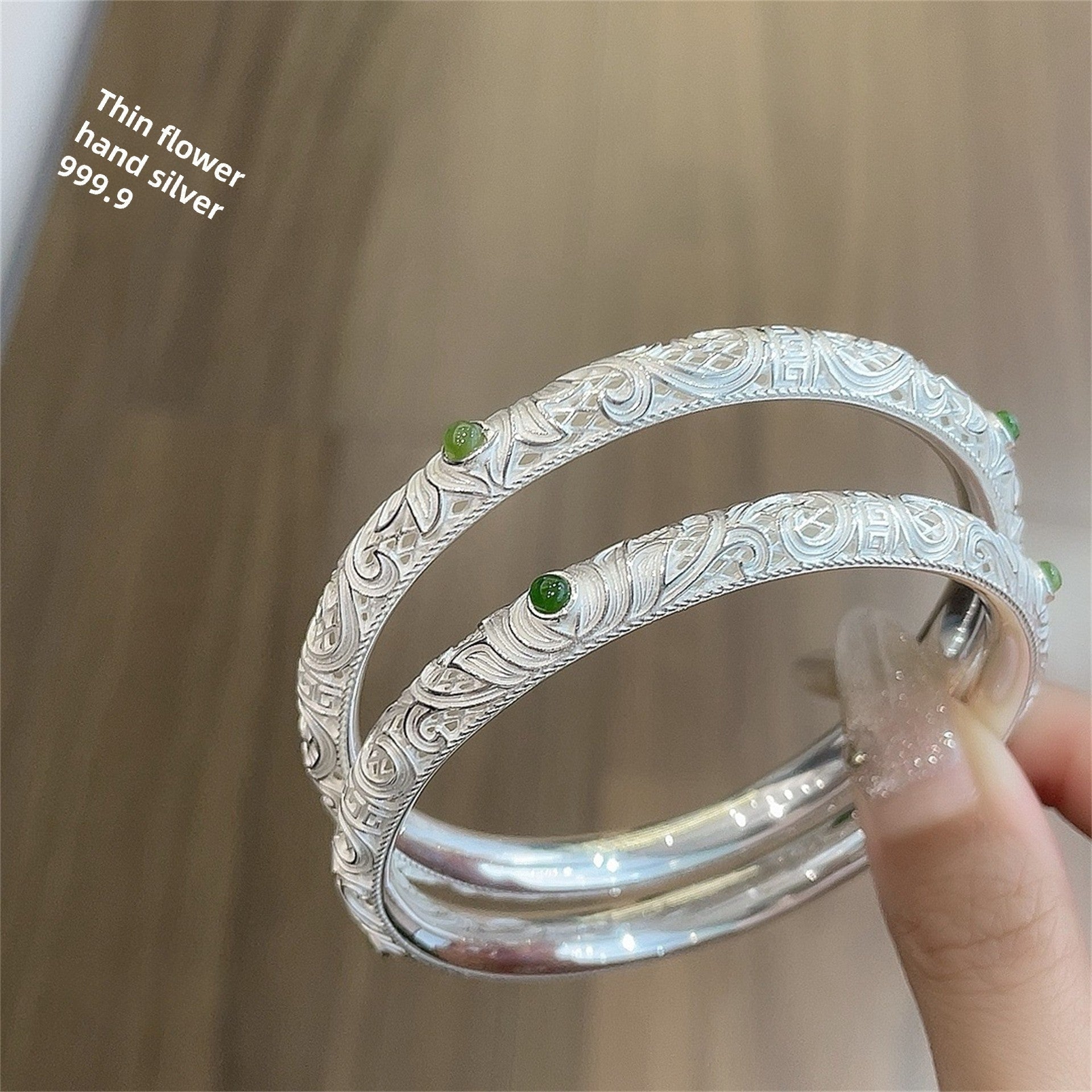 chinoiserie hollow pattern sterling silver bracelet - jewelry - weilin.com