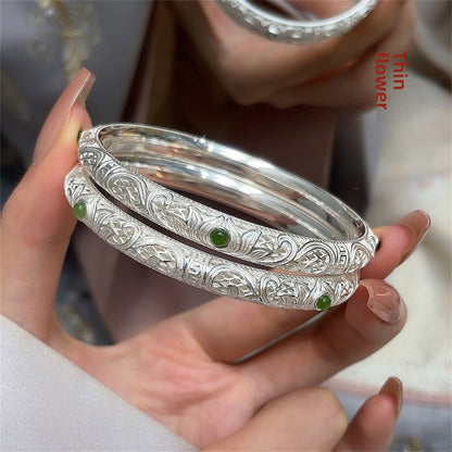 chinoiserie hollow pattern sterling silver bracelet - jewelry - weilin.com
