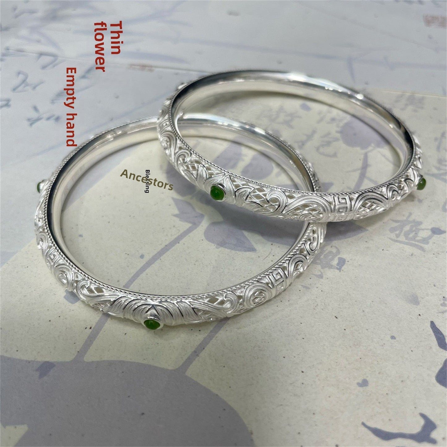 chinoiserie hollow pattern sterling silver bracelet - jewelry - weilin.com