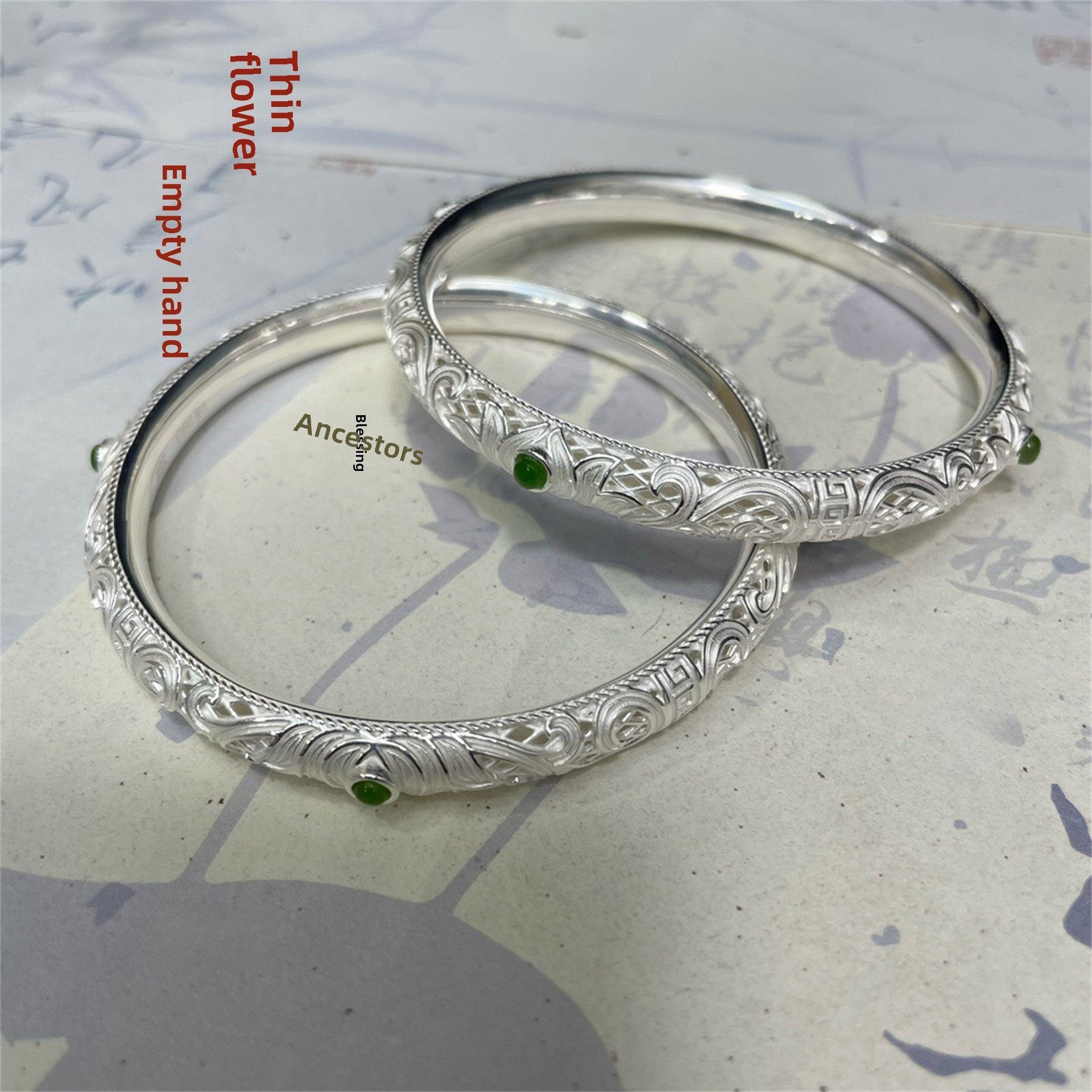 chinoiserie hollow pattern sterling silver bracelet - jewelry - weilin.com