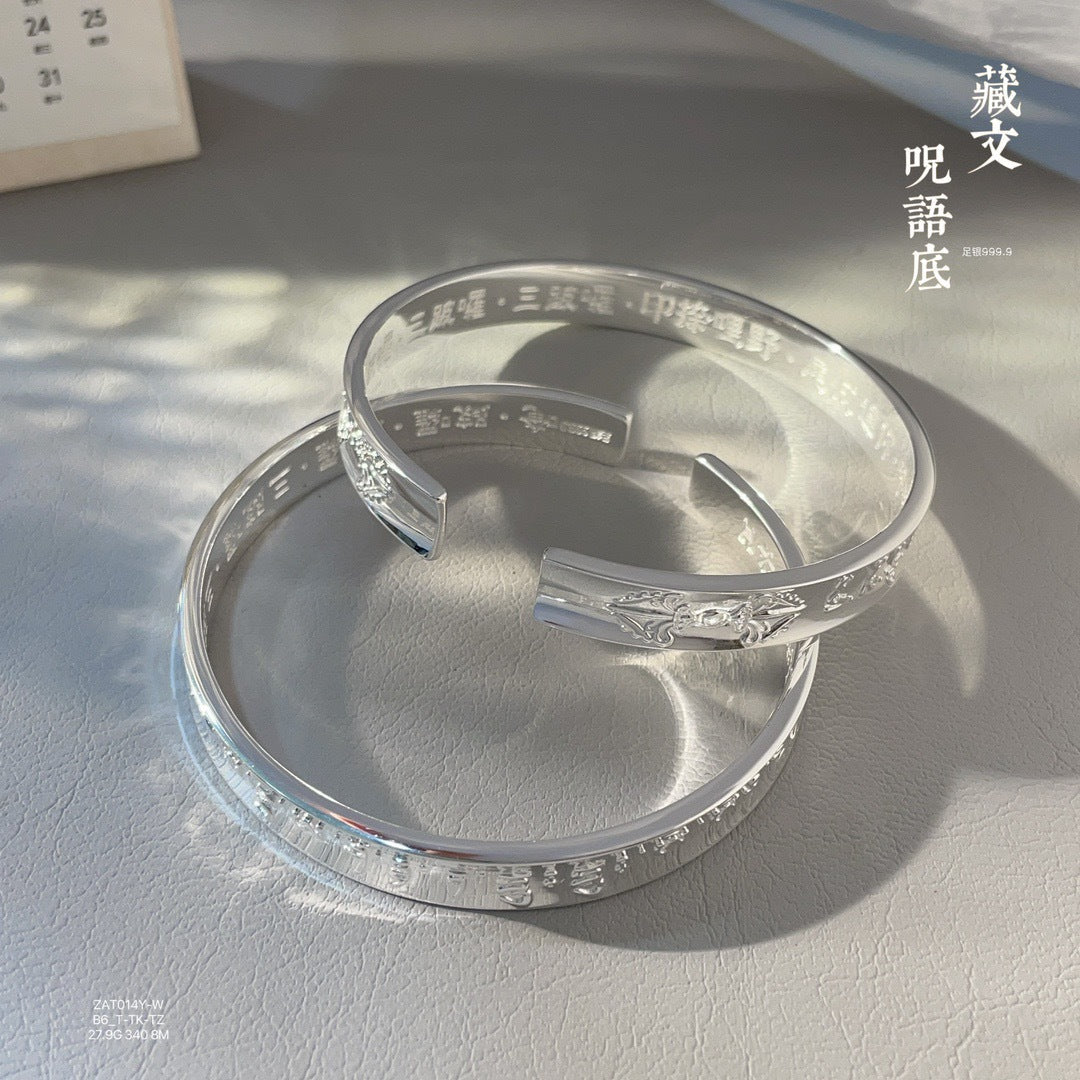 chinoiserie tibetan Vajra Silver Bracelet - jewelry - weilin.com