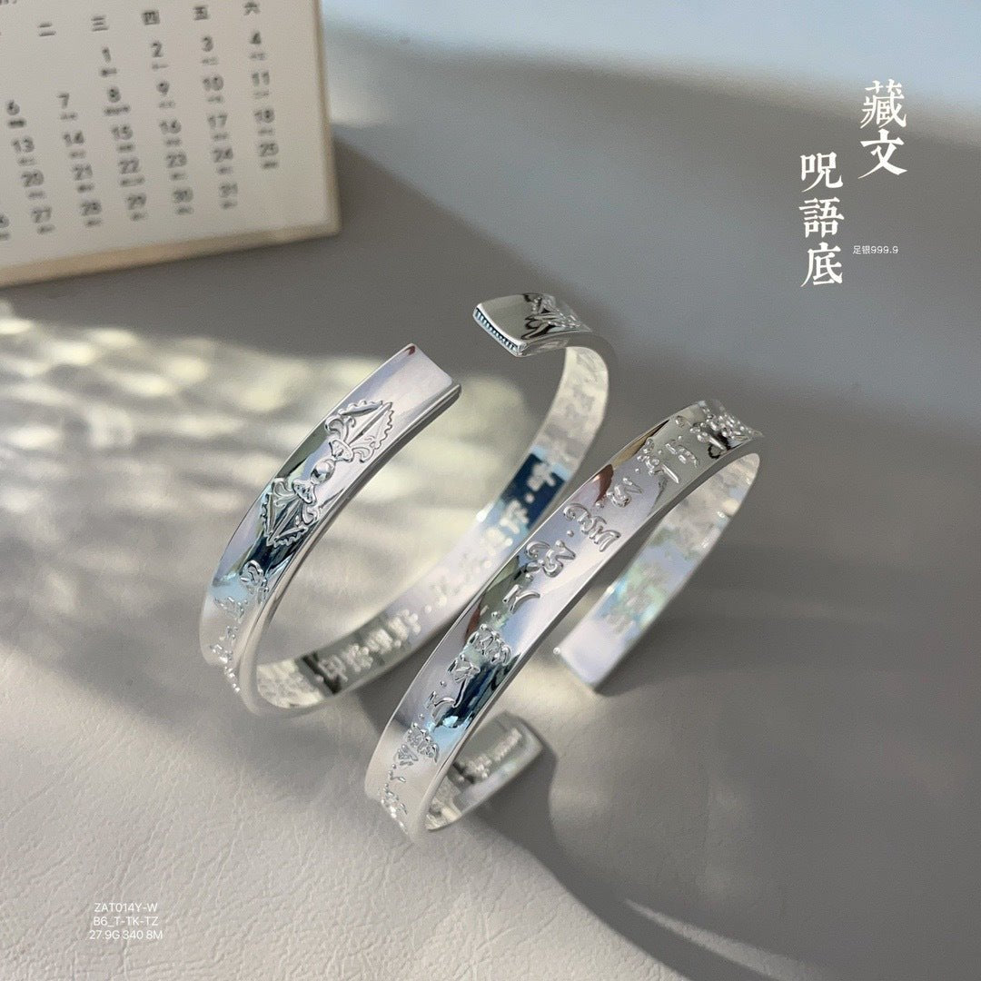 chinoiserie tibetan Vajra Silver Bracelet - jewelry - weilin.com