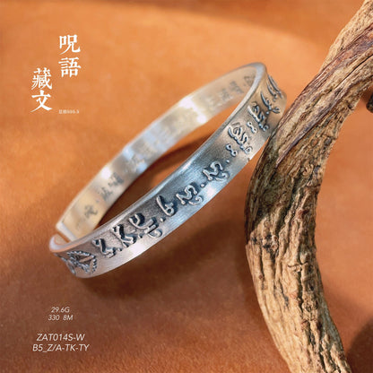 chinoiserie tibetan Vajra Silver Bracelet - jewelry - weilin.com
