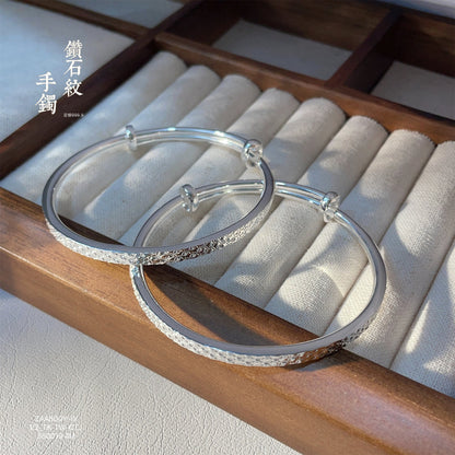 chinoiserie triangle pattern sterling silver bracelet - jewelry - weilin.com