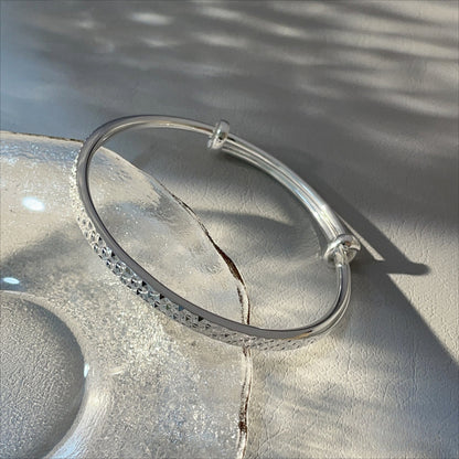 chinoiserie triangle pattern sterling silver bracelet - jewelry - weilin.com