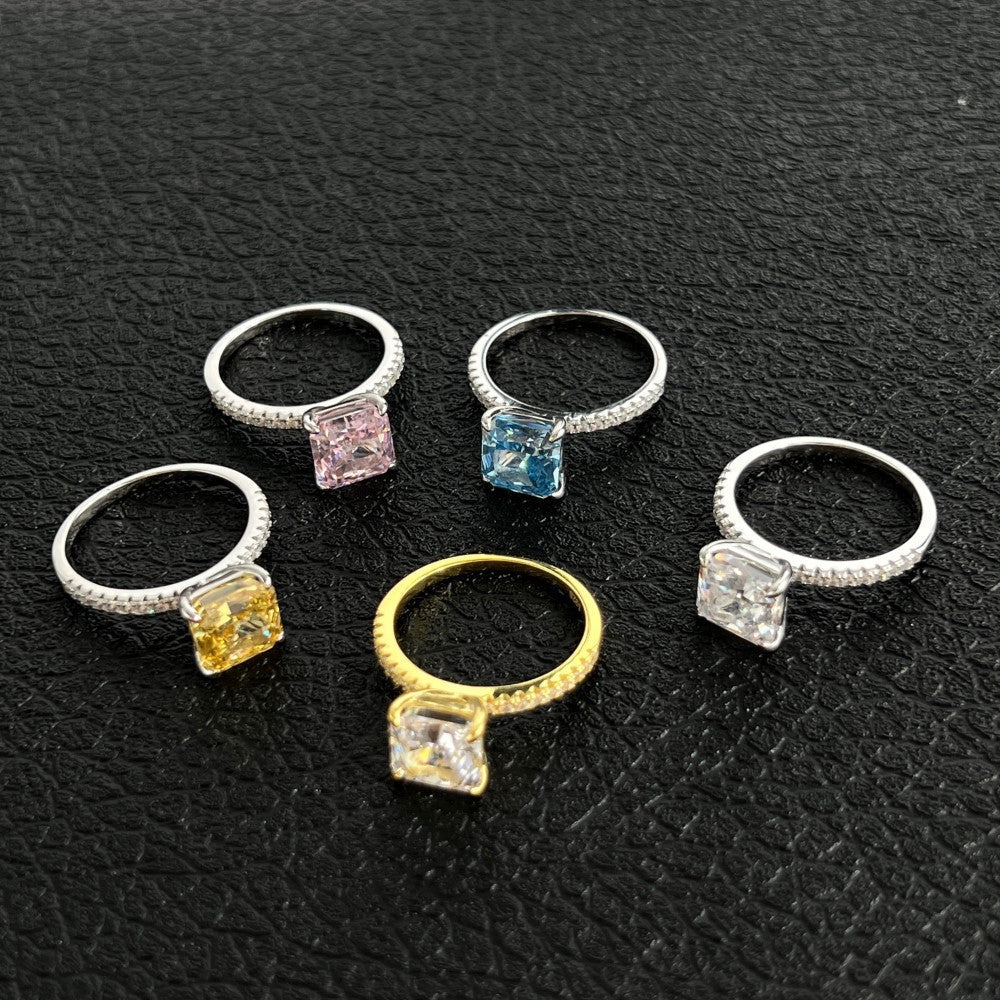 Classic and fashionable ice flower cut zircon ring - jewelry - weilin.com