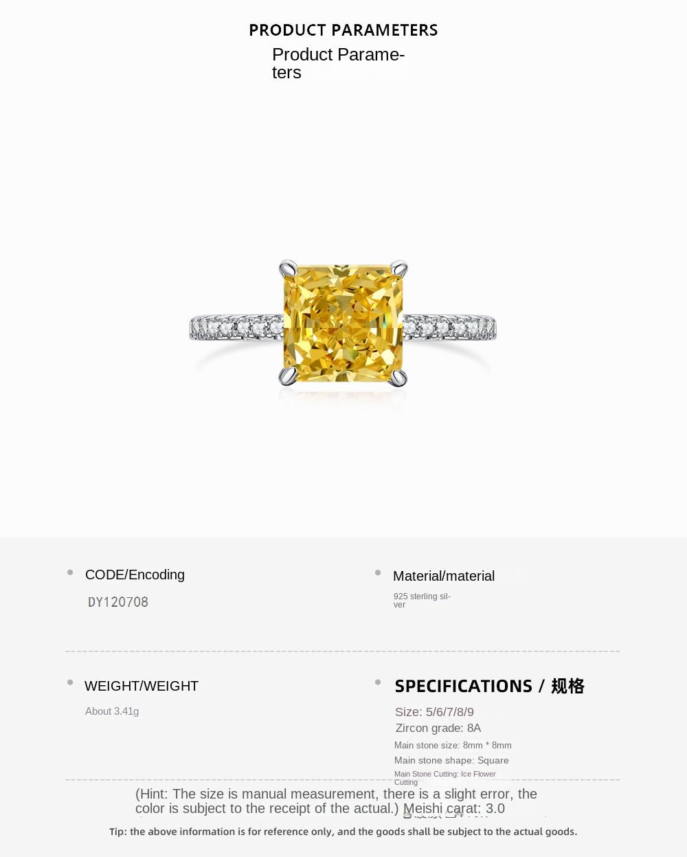 Classic and fashionable ice flower cut zircon ring - jewelry - weilin.com