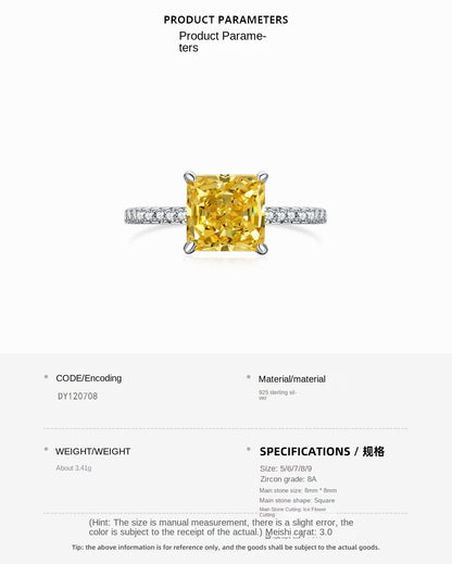 Classic and fashionable ice flower cut zircon ring - jewelry - weilin.com