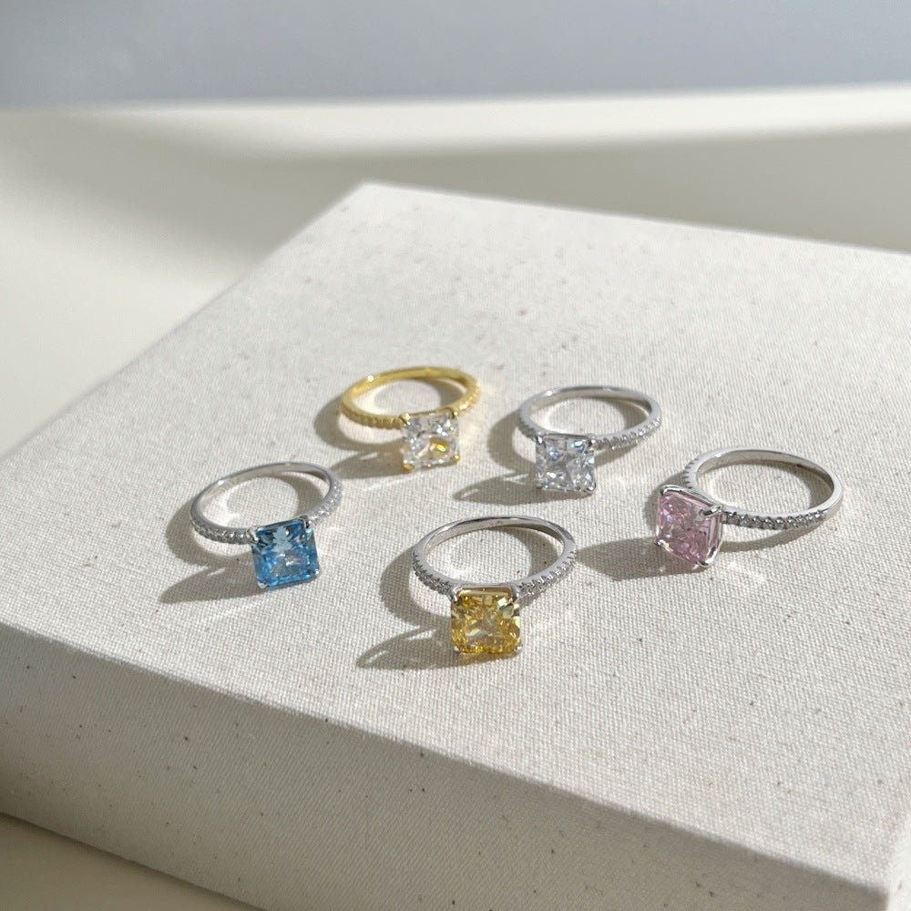 Classic and fashionable ice flower cut zircon ring - jewelry - weilin.com