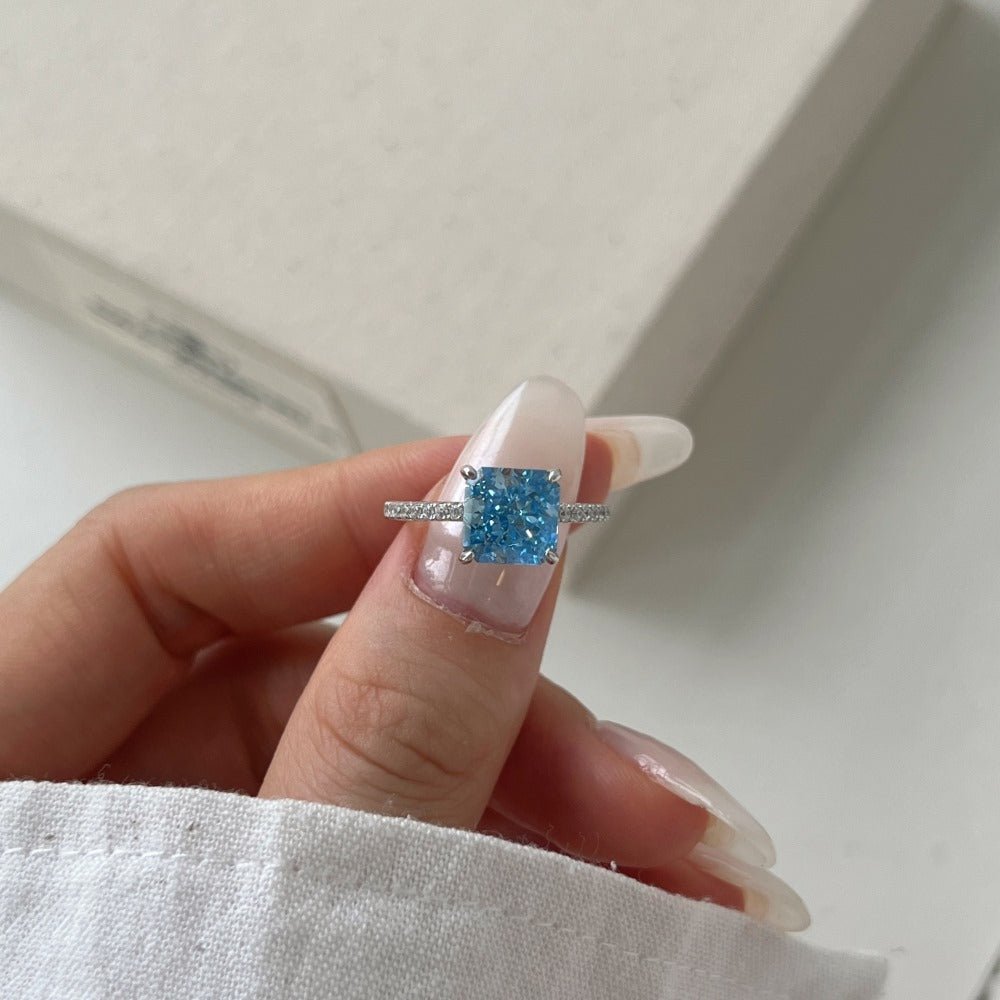 Classic and fashionable ice flower cut zircon ring - jewelry - weilin.com