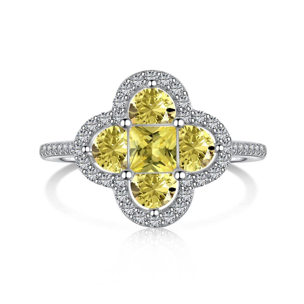Classic noble shining ice flower cut high carbon diamond zircon ring - jewelry - weilin.com