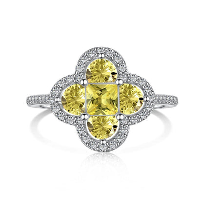 Classic noble shining ice flower cut high carbon diamond zircon ring - jewelry - weilin.com