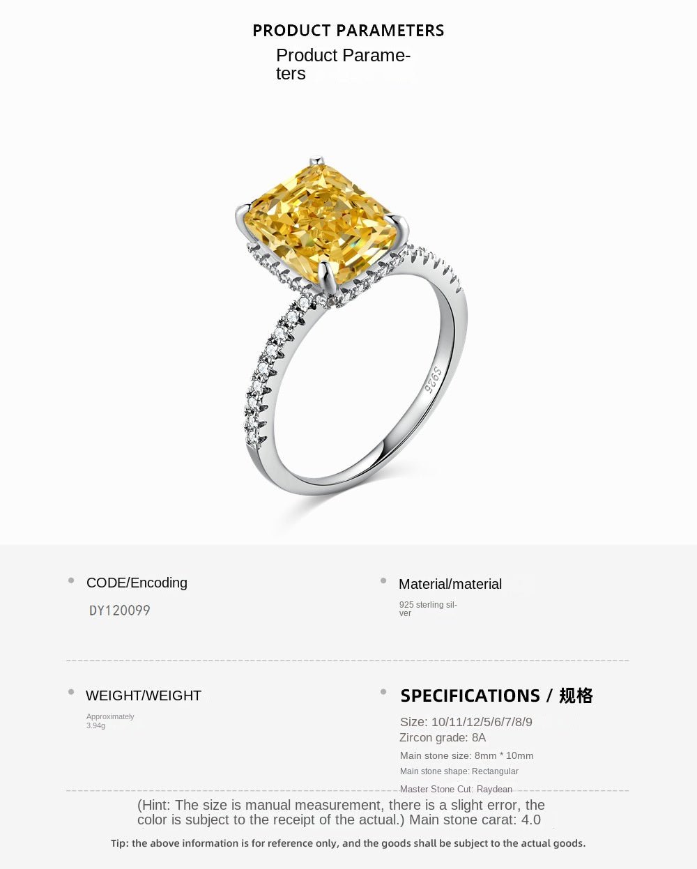 Classic noble shining ice flower cut high carbon diamond zircon ring - jewelry - weilin.com