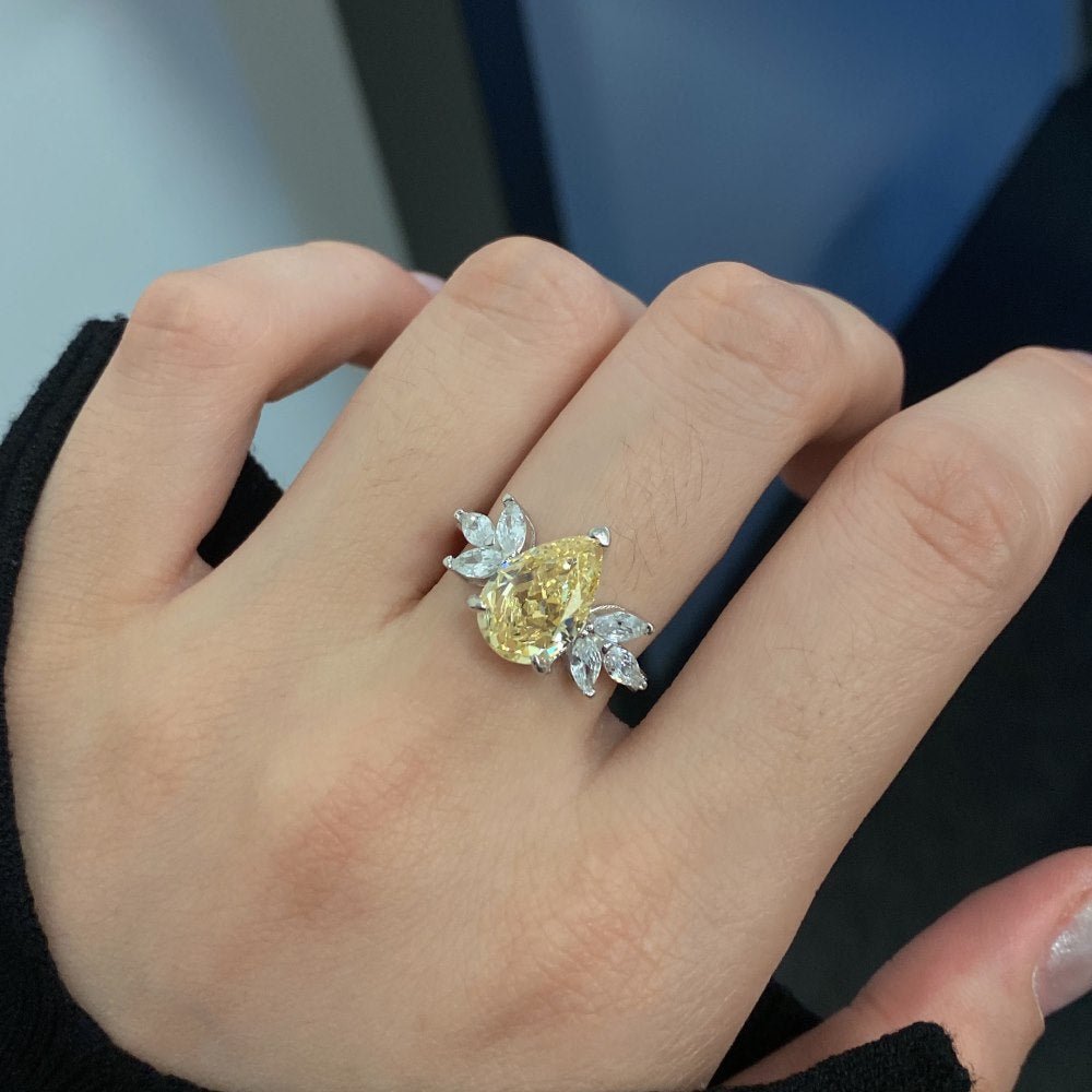 Classic noble shining ice flower cut high carbon diamond zircon ring - jewelry - weilin.com