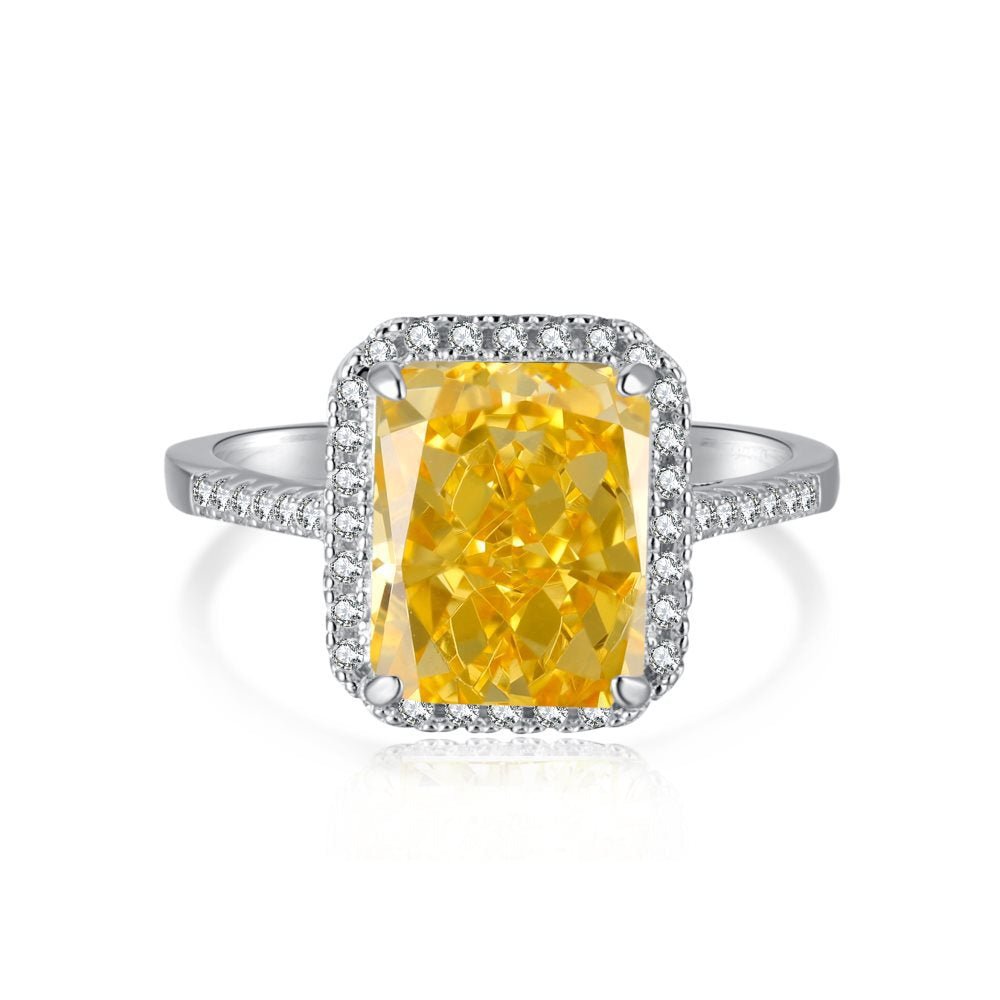 Classic noble shining ice flower cut high carbon diamond zircon ring - jewelry - weilin.com