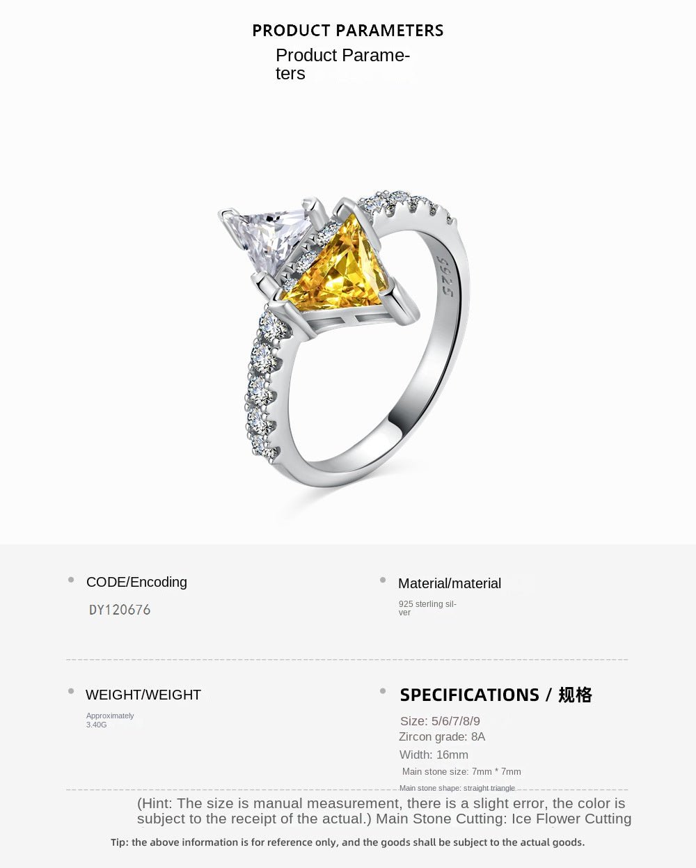 Classic noble shining ice flower cut high carbon diamond zircon ring - jewelry - weilin.com