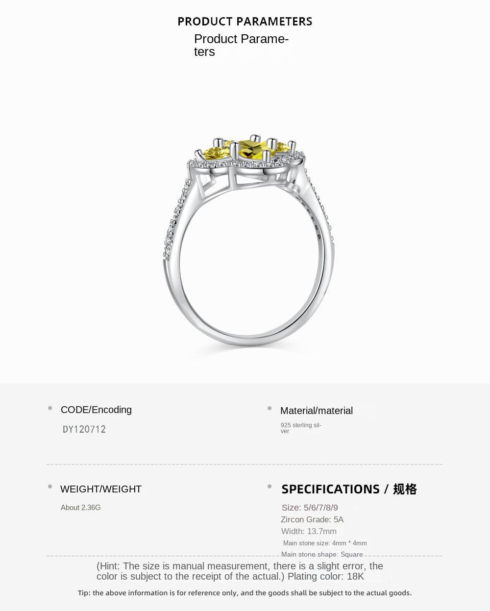 Classic noble shining ice flower cut high carbon diamond zircon ring - jewelry - weilin.com