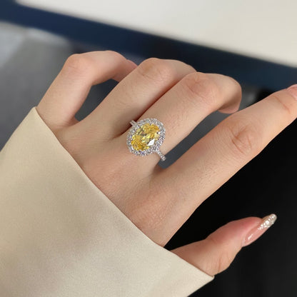 Classic noble shining ice flower cut high carbon diamond zircon ring - jewelry - weilin.com