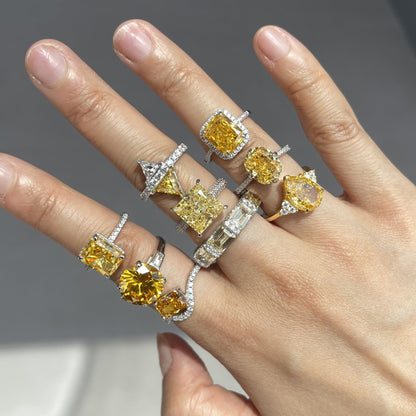 Classic noble shining ice flower cut high carbon diamond zircon ring - jewelry - weilin.com