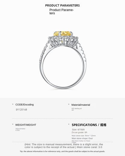 Classic noble shining ice flower cut high carbon diamond zircon ring - jewelry - weilin.com