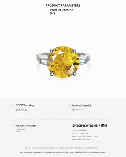 Classic noble shining ice flower cut high carbon diamond zircon ring - jewelry - weilin.com