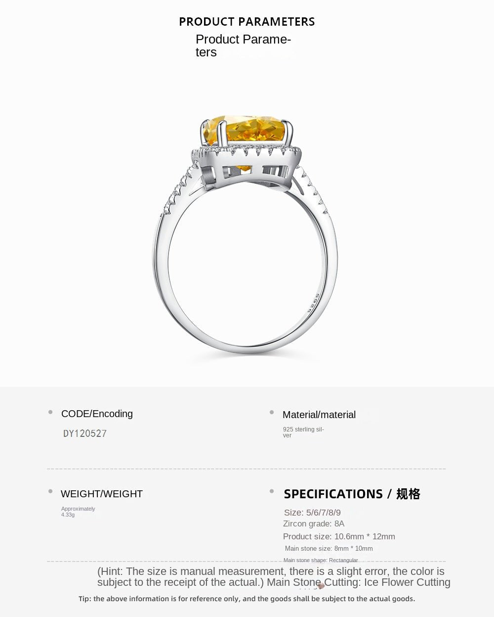 Classic noble shining ice flower cut high carbon diamond zircon ring - jewelry - weilin.com