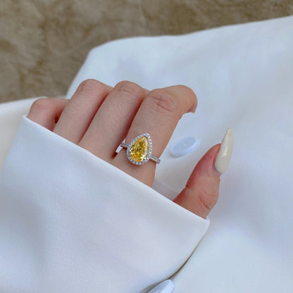 Classic noble shining ice flower cut high carbon diamond zircon ring - jewelry - weilin.com